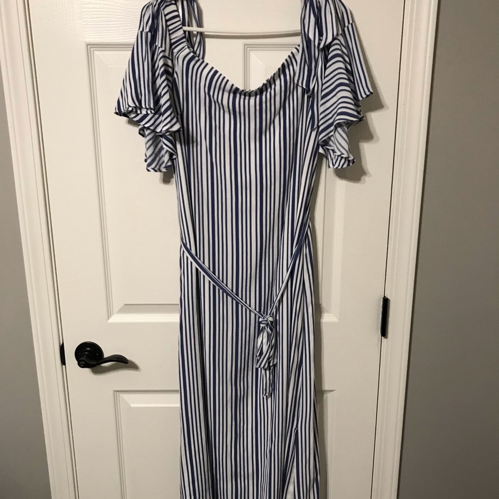 Off the Shoulder Striped Dress